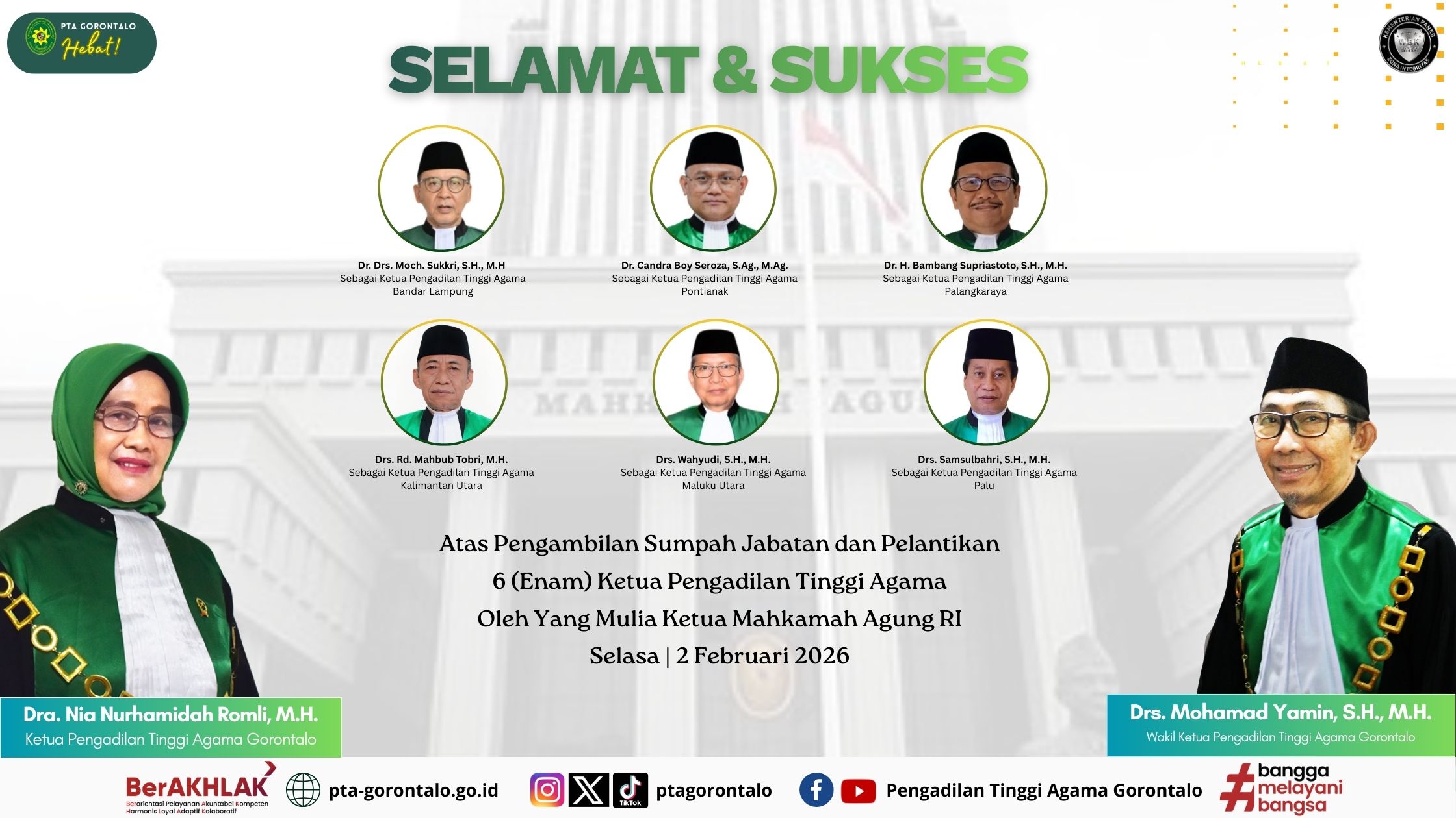 6 (enam) Ketua Pengadilan Tinggi Agama